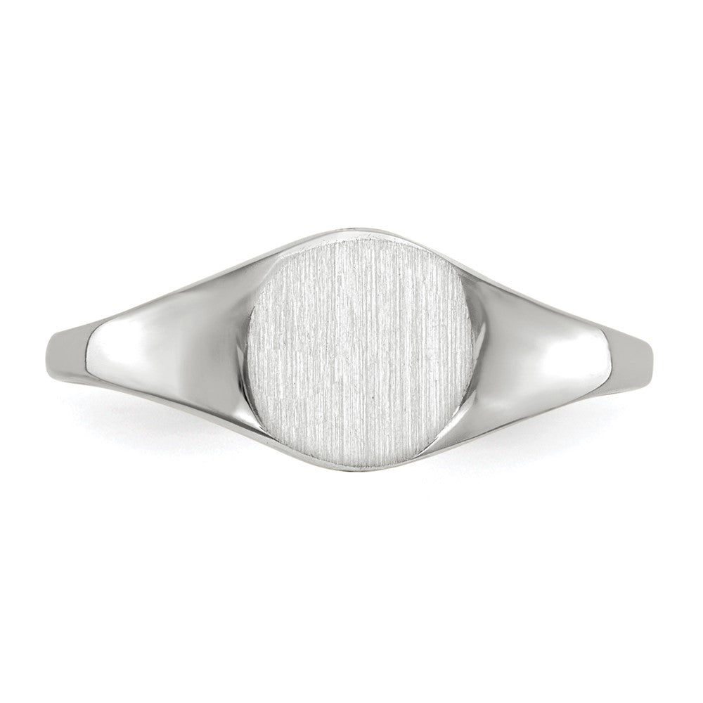 14k White Gold 6.5x7.5mm Round Closed Back Signet Ring