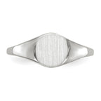 14k White Gold 6.5x7.5mm Round Closed Back Signet Ring