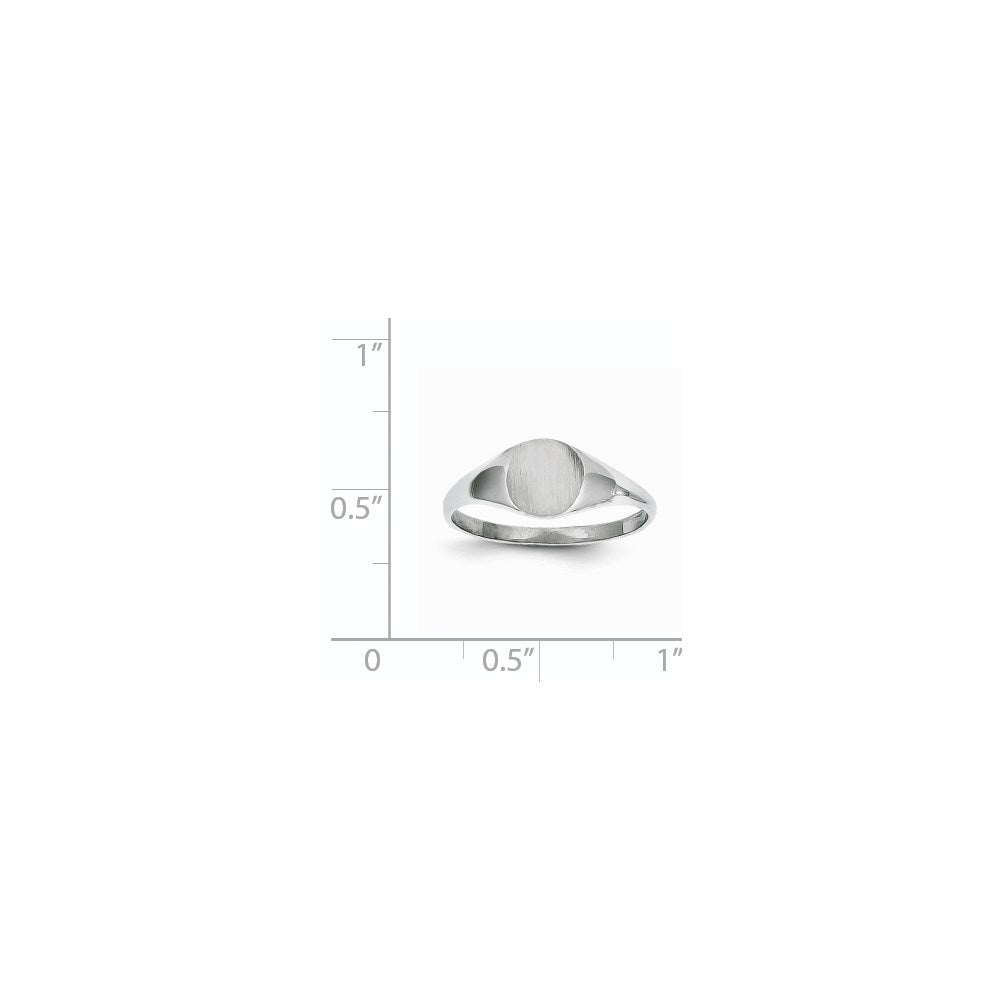 14k White Gold 6.5x7.5mm Round Closed Back Signet Ring