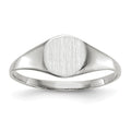 14k White Gold 6.5x7.5mm Round Closed Back Signet Ring
