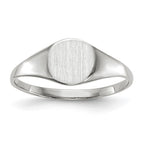 14k White Gold 6.5x7.5mm Round Closed Back Signet Ring