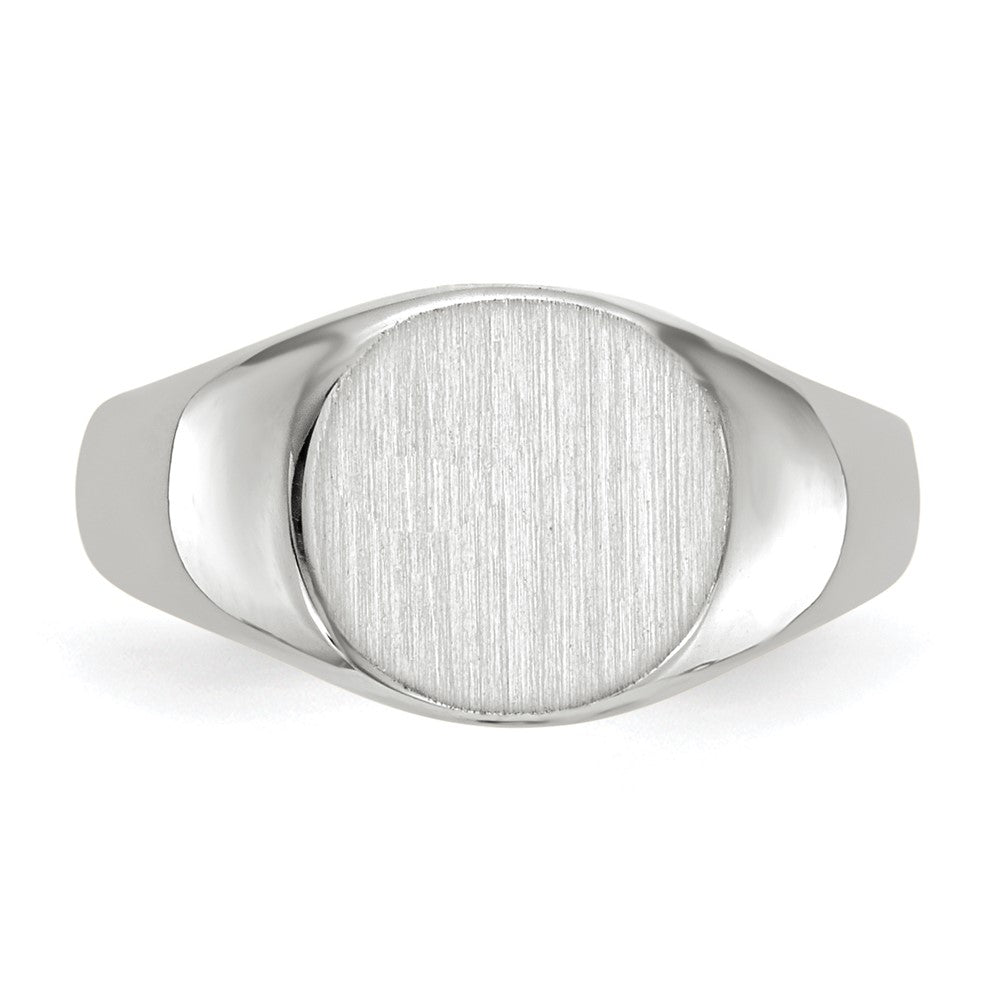 14k White Gold 8.5x8.0mm Closed Back Childs Oval Signet Ring