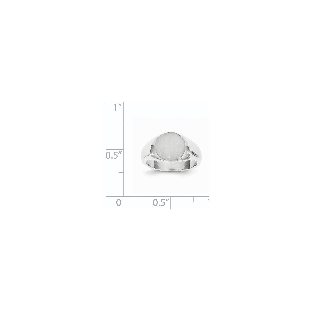 14k White Gold 8.5x8.0mm Closed Back Childs Oval Signet Ring