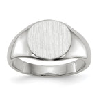 14k White Gold 8.5x8.0mm Closed Back Childs Oval Signet Ring