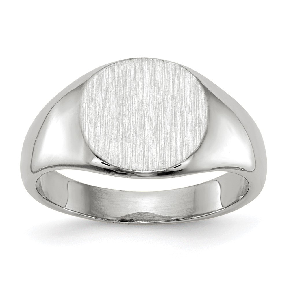 14k White Gold 8.5x8.0mm Closed Back Childs Oval Signet Ring