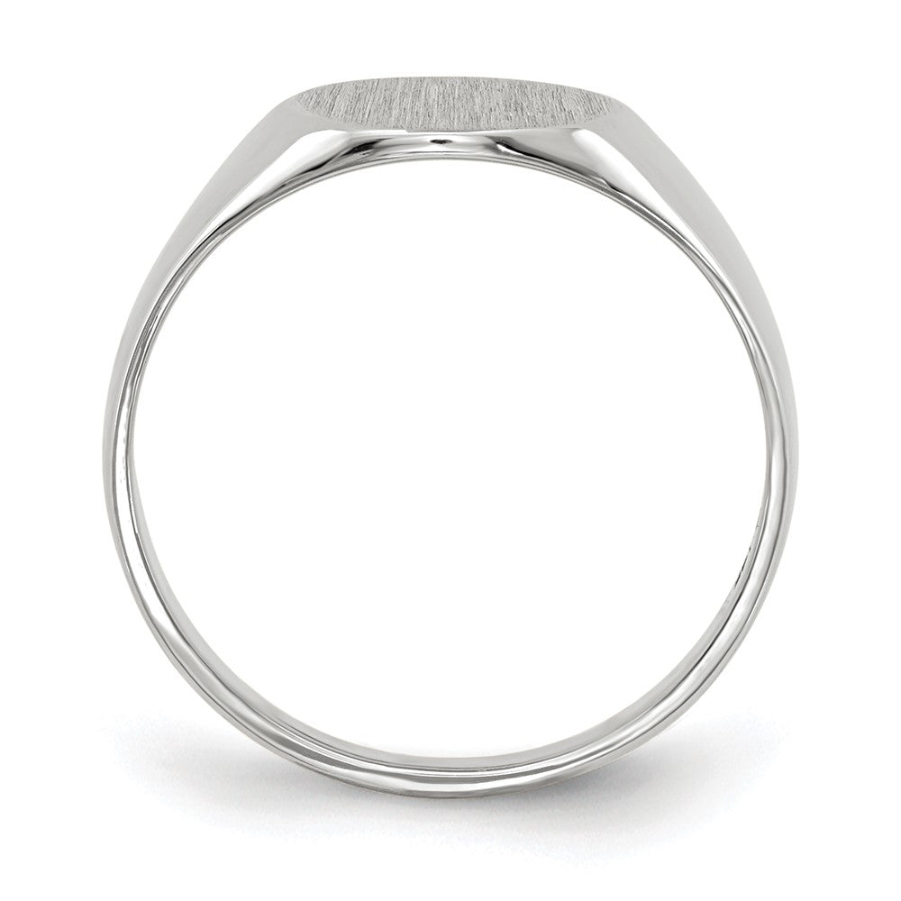 14k White Gold 9.0x9.5mm Round Closed Back Signet Ring