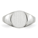 14k White Gold 9.0x9.5mm Round Closed Back Signet Ring