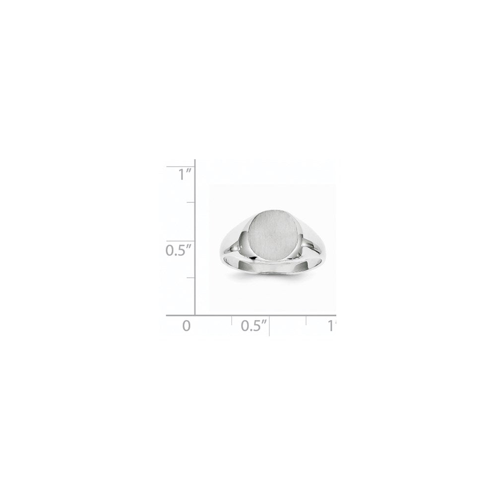 14k White Gold 9.0x9.5mm Round Closed Back Signet Ring