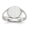 14k White Gold 9.0x9.5mm Round Closed Back Signet Ring