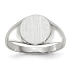 14k White Gold 9.0x9.5mm Round Closed Back Signet Ring