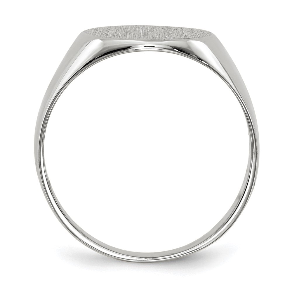 14k White Gold 10.0x11.0mm Round Closed Back Signet Ring