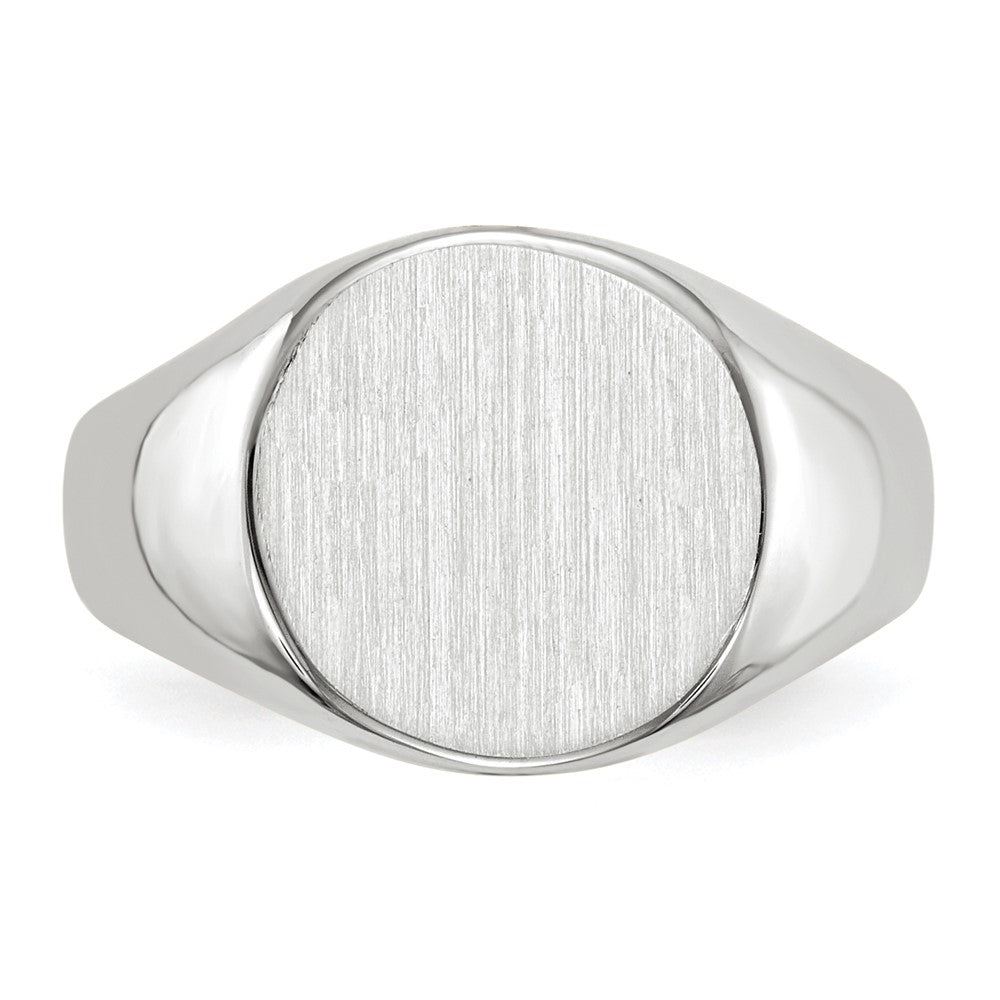 14k White Gold 10.0x11.0mm Round Closed Back Signet Ring
