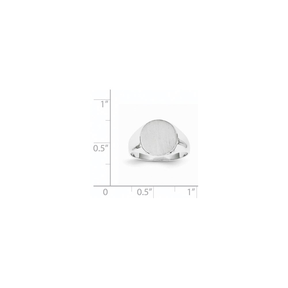 14k White Gold 10.0x11.0mm Round Closed Back Signet Ring