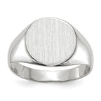 14k White Gold 10.0x11.0mm Round Closed Back Signet Ring