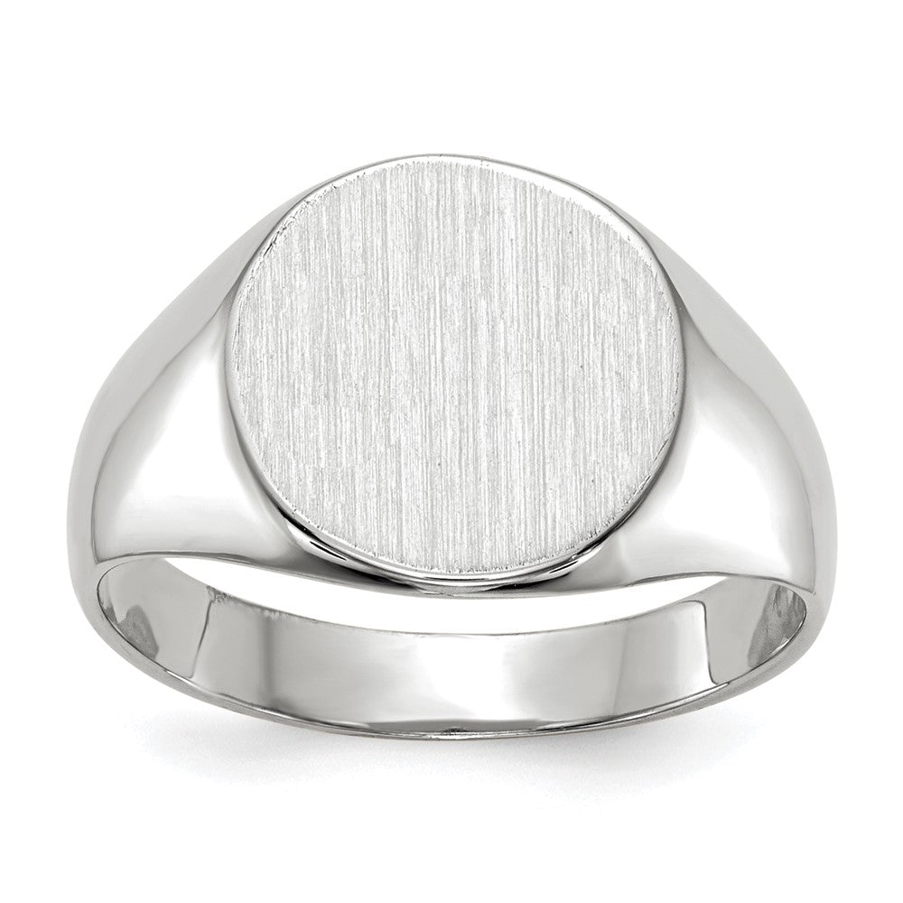 14k White Gold 10.0x11.0mm Round Closed Back Signet Ring