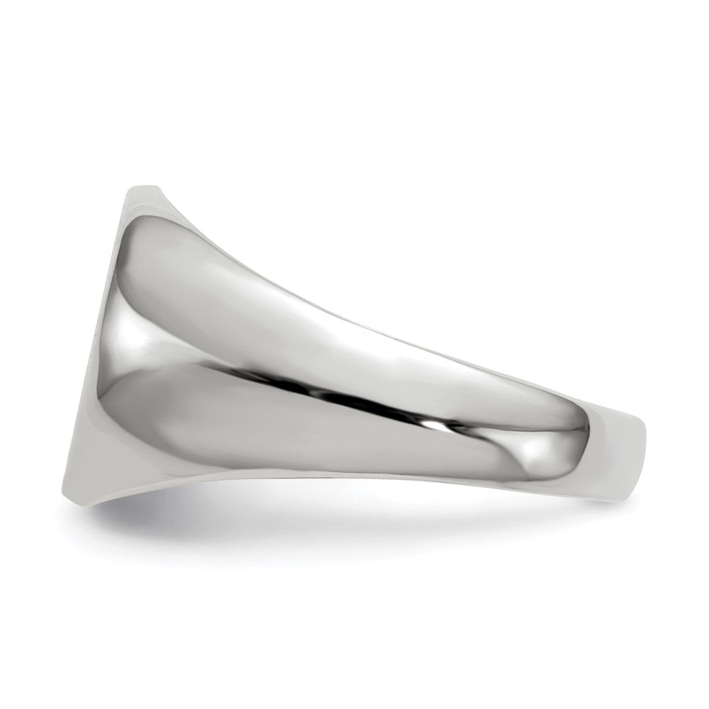 14k White Gold 13.5x12.5mm Round Closed Back Mens Signet Ring