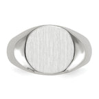 14k White Gold 13.5x12.5mm Round Closed Back Mens Signet Ring