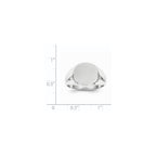 14k White Gold 13.5x12.5mm Round Closed Back Mens Signet Ring