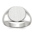 14k White Gold 13.5x12.5mm Round Closed Back Mens Signet Ring