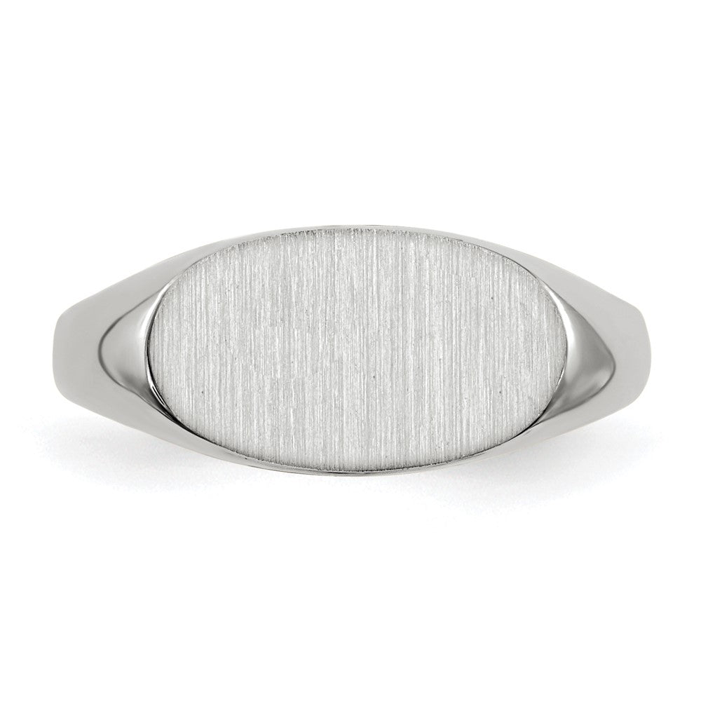 14k White Gold 12.0x6.5mm Oval Closed Back Signet Ring