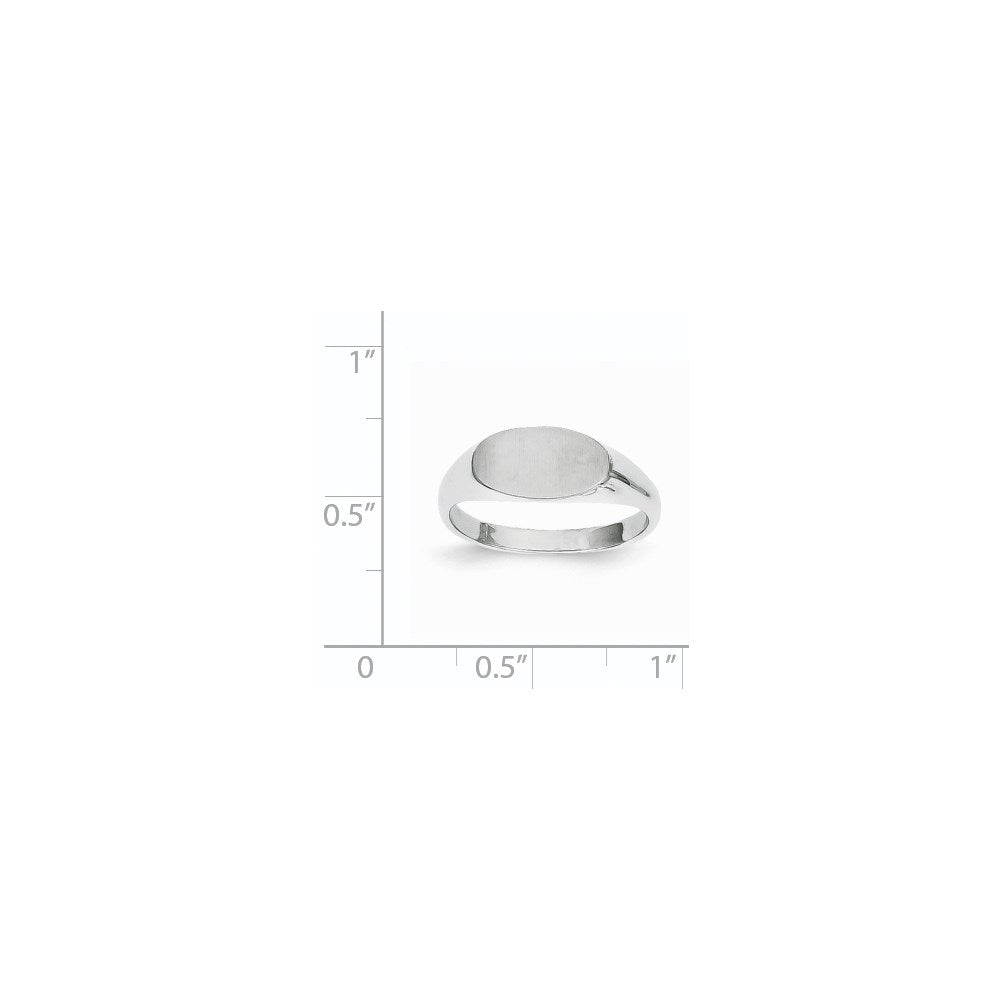 14k White Gold 12.0x6.5mm Oval Closed Back Signet Ring