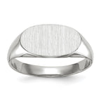 14k White Gold 12.0x6.5mm Oval Closed Back Signet Ring