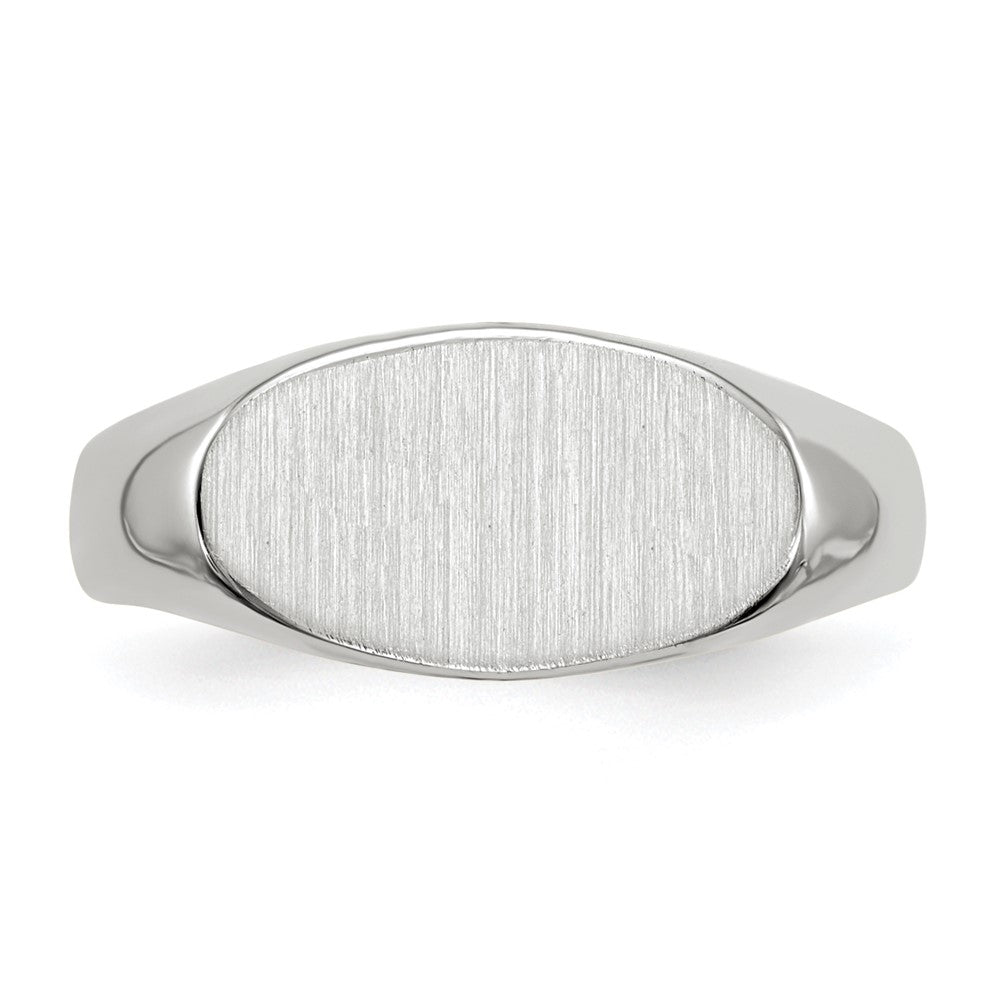 14k White Gold 13.5x7.5mm Oval Closed Back Signet Ring