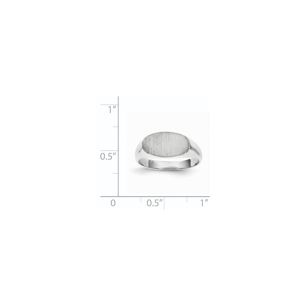 14k White Gold 13.5x7.5mm Oval Closed Back Signet Ring