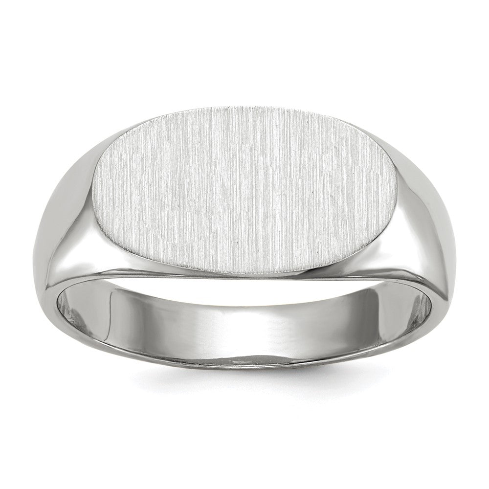 14k White Gold 13.5x7.5mm Oval Closed Back Signet Ring