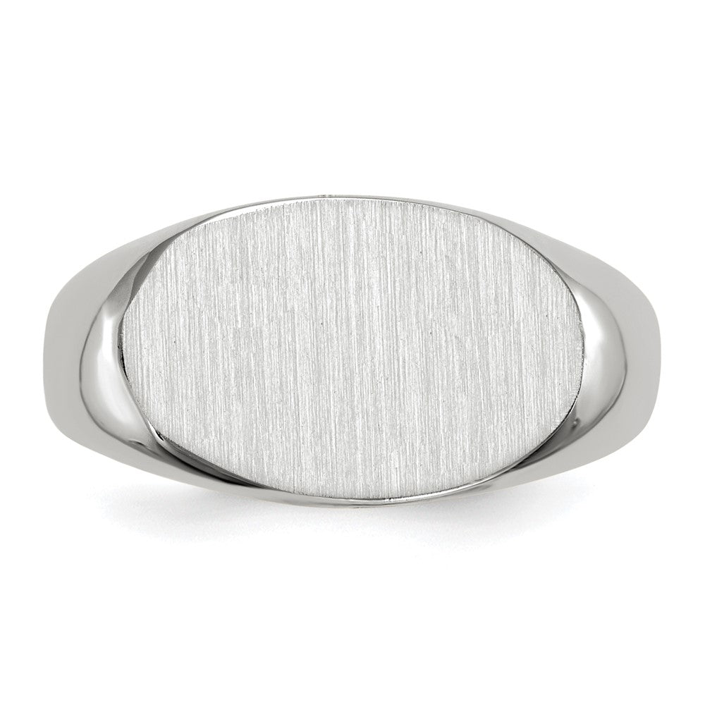 14k White Gold 15.0x9.5mm Oval Open Back Signet Ring