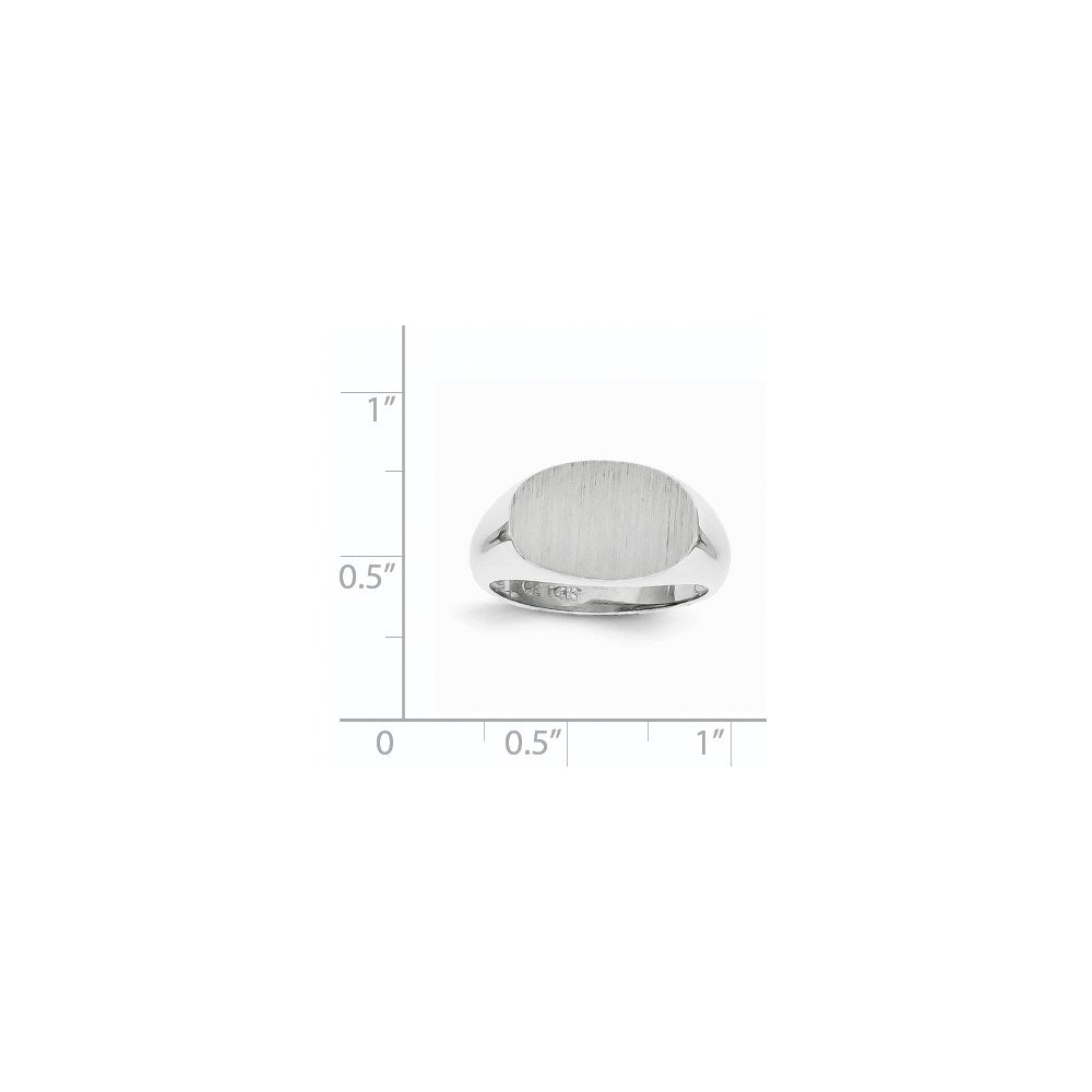 14k White Gold 15.0x9.5mm Oval Open Back Signet Ring