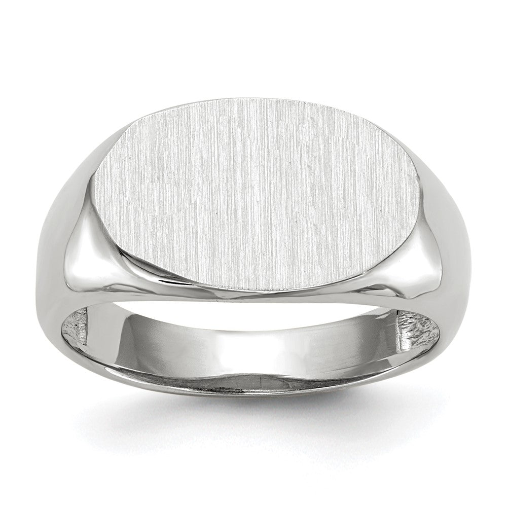 14k White Gold 15.0x9.5mm Oval Open Back Signet Ring