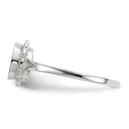 14k White Gold 6.5x7.0mm Oval Open Back Scalloped Edge Signet Ring