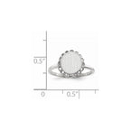14k White Gold 8.5x9.0mm Oval Open Back Scalloped Edge Signet Ring