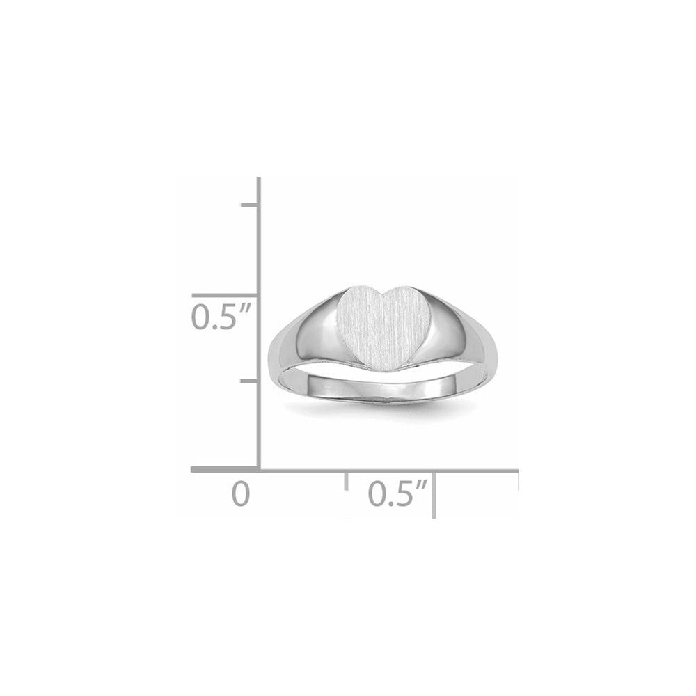 14k White Gold 7.0x9.5mm Heart Closed Back Signet Ring