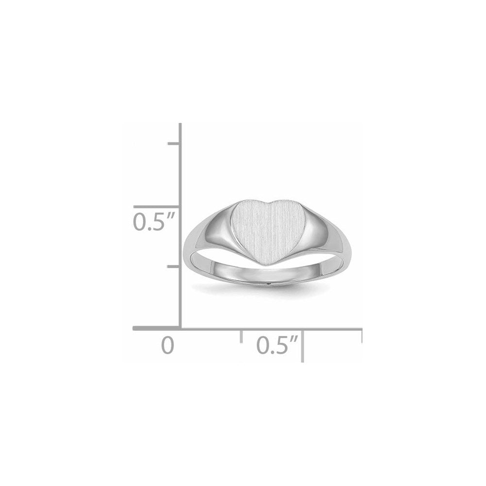 14k White Gold 8.5x9.0mm Heart Closed Back Signet Ring