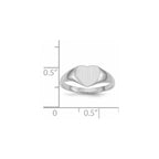 14k White Gold 8.5x9.0mm Heart Closed Back Signet Ring