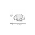 14k White Gold 8.0x7.5mm Heart Closed Back Signet Ring