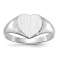 14k White Gold 8.0x7.5mm Heart Closed Back Signet Ring