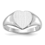 14k White Gold 8.0x7.5mm Heart Closed Back Signet Ring