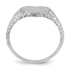 14k White Gold 8.0x9.0mm Heart Open Back Nugget Signet Ring
