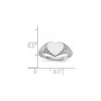 14k White Gold 8.0x9.0mm Heart Open Back Nugget Signet Ring