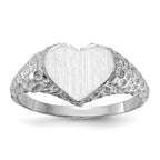 14k White Gold 8.0x9.0mm Heart Open Back Nugget Signet Ring