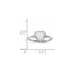 14k White Gold 6.0x6.5mm Heart Open Back Scalloped Edge Signet Ring
