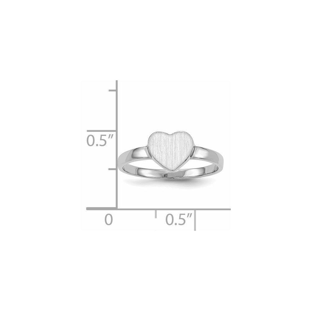 14k White Gold 7.0x7.5mm Heart Open Back Signet Ring