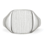 14k White Gold 10.5x11.0mm Cushion Closed Back Signet Ring