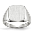14k White Gold 10.5x11.0mm Cushion Closed Back Signet Ring