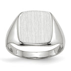 14k White Gold 10.5x11.0mm Cushion Closed Back Signet Ring