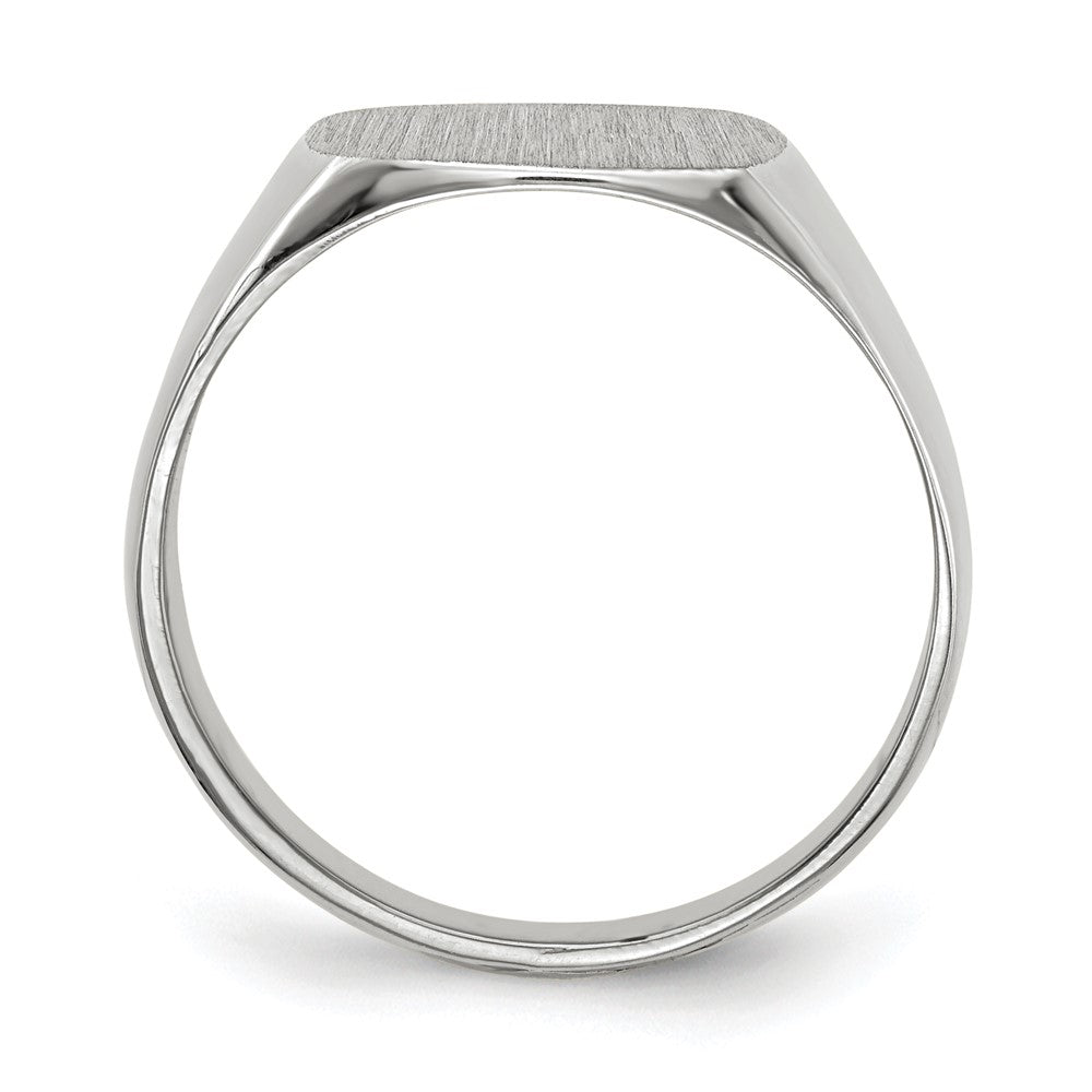 14k White Gold 12.5x12.5mm Cushion Closed Back Signet Ring
