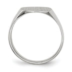 14k White Gold 12.5x12.5mm Cushion Closed Back Signet Ring